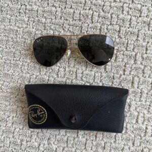 Ray Ban Polarized Aviators 58mm Gold